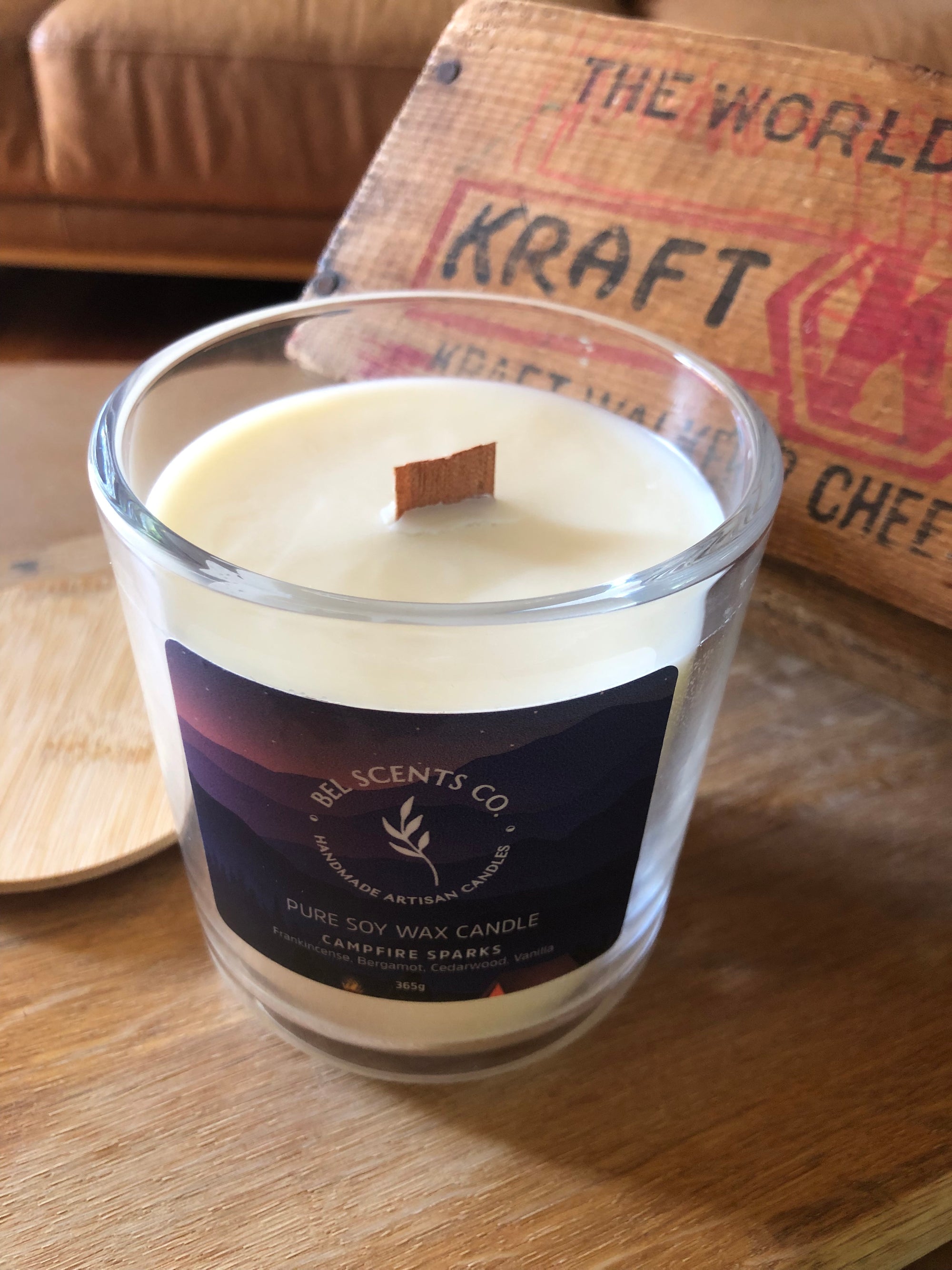 Campfire Sparks Scented Candle. Made with pure essential oils. Blends of Frankincense and Vanilla, Bergamot and Cedarwood. Beautifully crafted in Australia in our candle making warehouse. Designed to complement the Home Decor and interior design trends. Crafted from Pure Soy Wax and Natural Oils this Natural Candle is sustainable and vegan friendly Candle. Great gifts for women ir birthday gifts. Gifts for men. Our Candles are crafted with purpose and aromatherapy purposes.