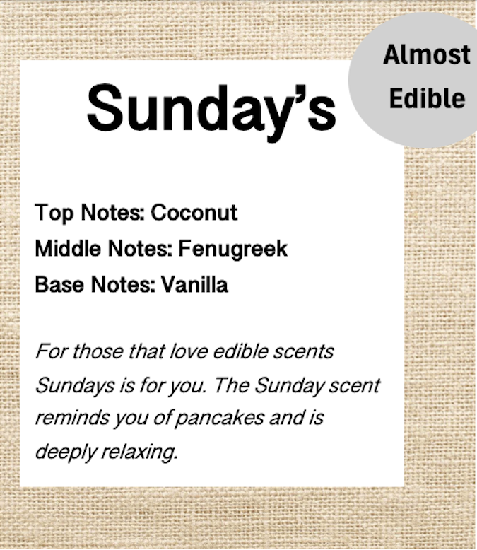Sundays Scent Profile datasheet