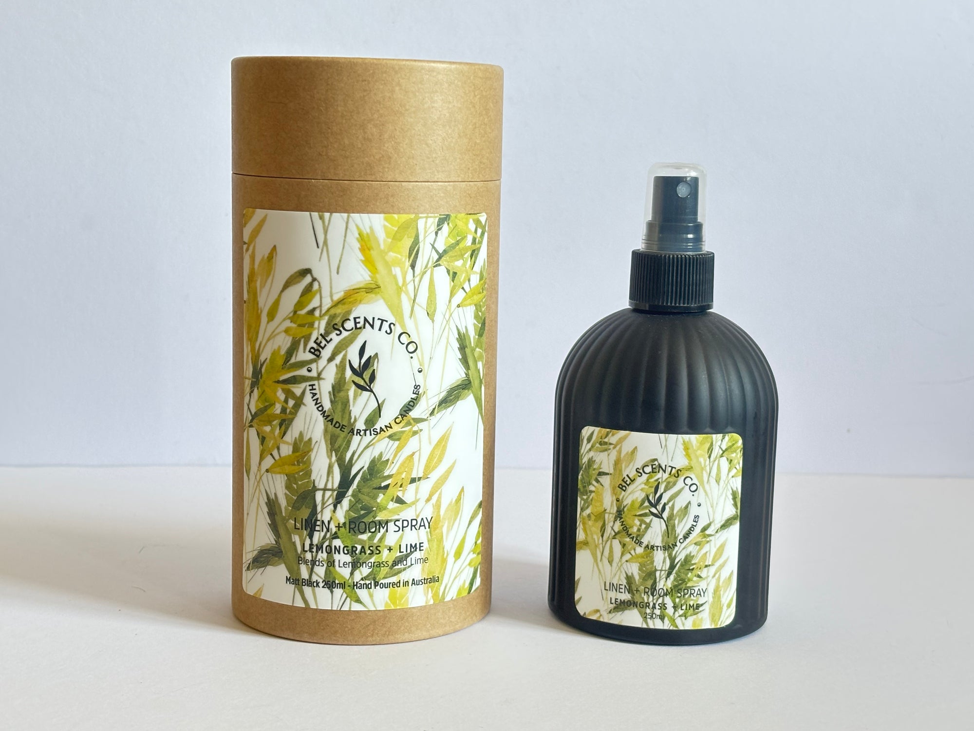 Natural linen and room spray in 250ml. Lemongrass and  Lime scented room spray. hand-poured in Melbourne. Minimalist room spray for home fragrance in recyclable glass packaging.made with botanical ingredients. Our Fabric spray is a great pillow mist with aromatherapy purpose fit sprays. Great Air fresheners for your home fragrance. Made with pure essential oils making it a perfect essential oil spray gift. Make Lemongrass and Lime Scented Spray apart of your everyday room mist.