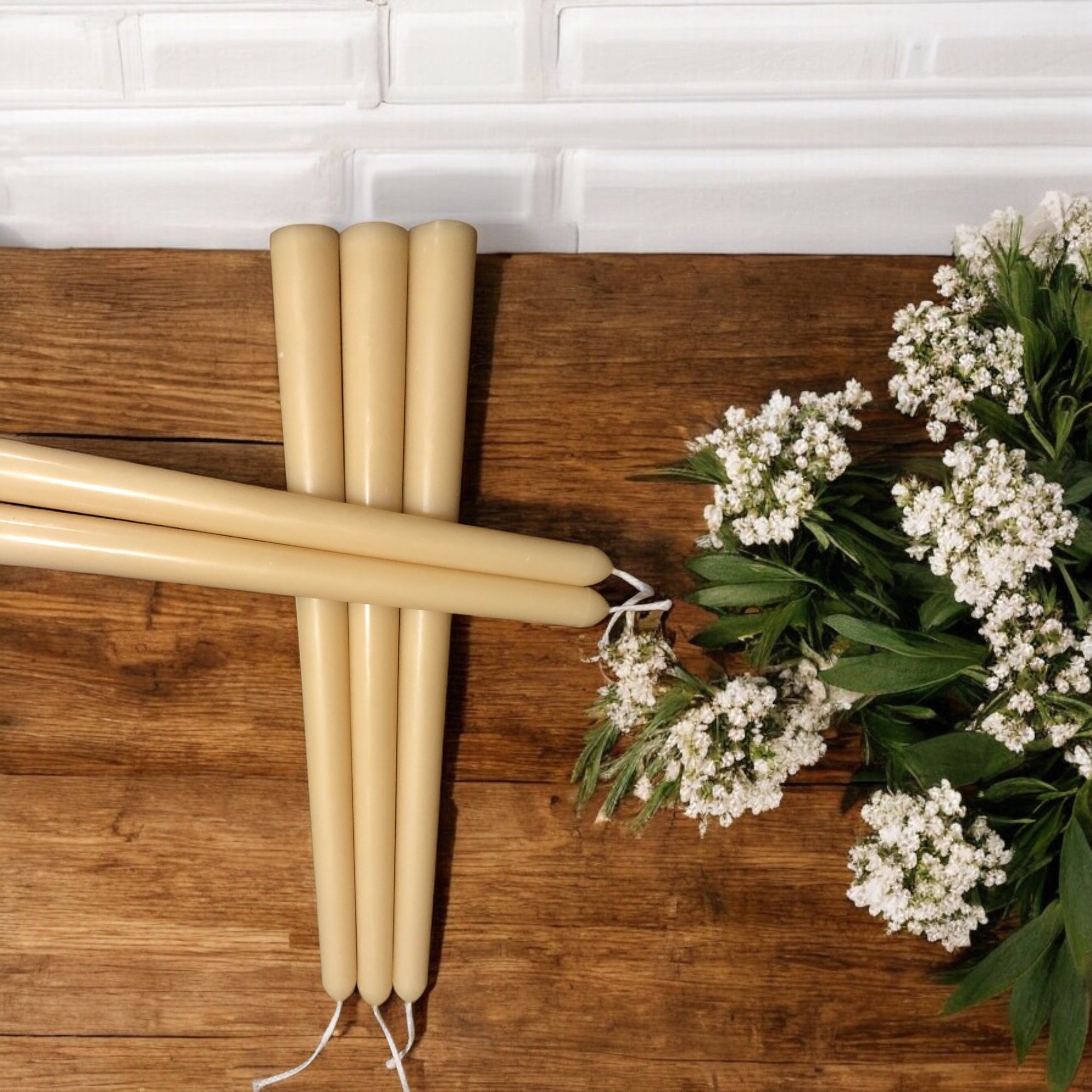 Natural Beeswax Taper Pillar Candles – Handcrafted | Clean-Burning | Unscented | Eco-Friendly Home Décor