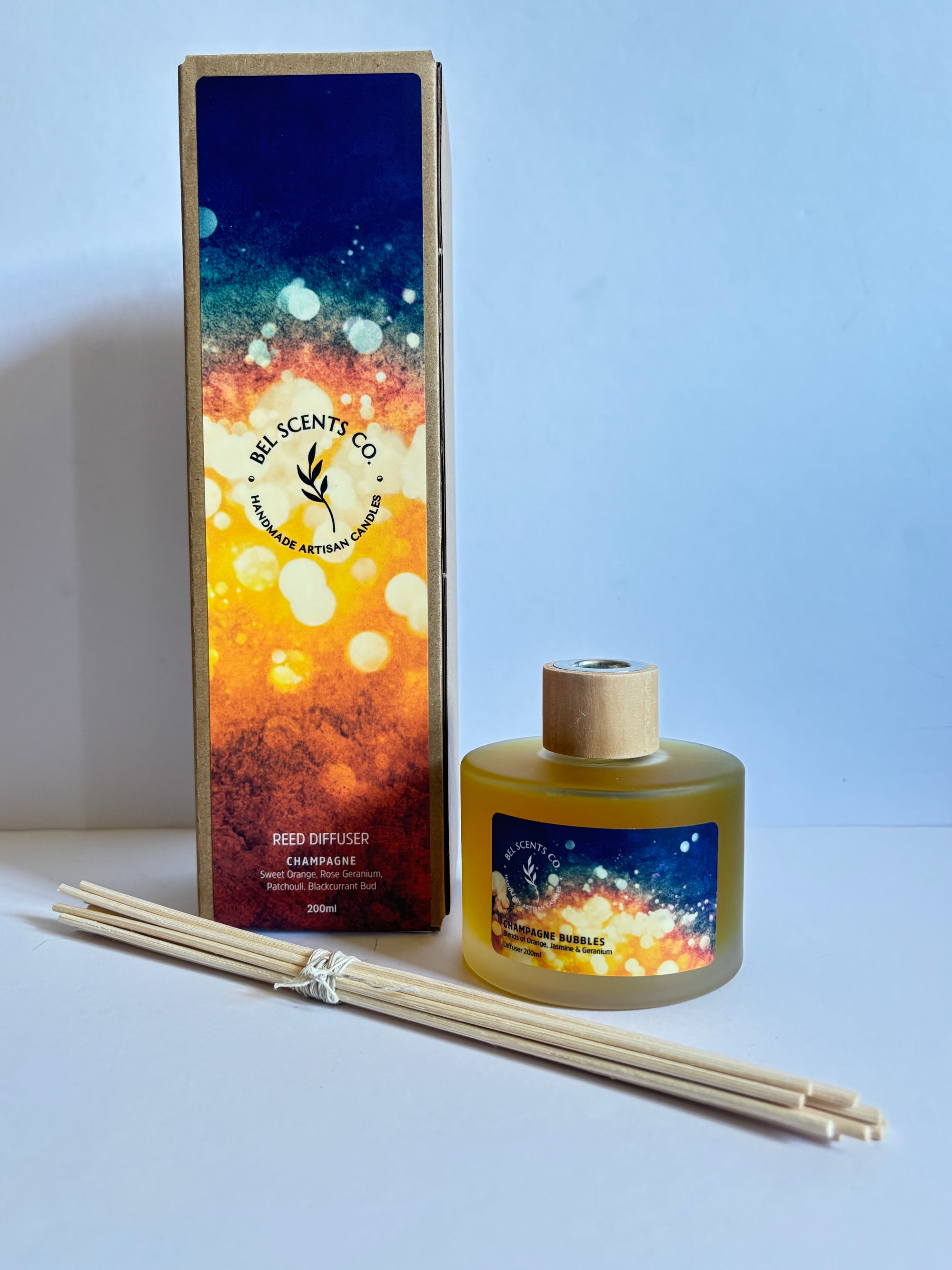 Champagne a celebration gift for anyone. Scented reed diffuser Made with pure essential oils. Is the Best Home Fragrance decor for your home. This flameless fragrance is safe and natural product and can be used around pets and children. The perfect Aromatherapy diffuser, for pure essential oils. The perfect air freshener for your home or gift to someone special. Great gifts for women or housewarming. 
Voted the Best Smelling Fragrance and most popular scent for the Home office decor and home. 