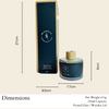 Fact Sheet about dimensions and net weights of reed diffusers. including capacity. and specifications 