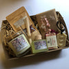Gift Hamper on white background presented in Kraft box and packaging. With Cherry Blossom inspired products