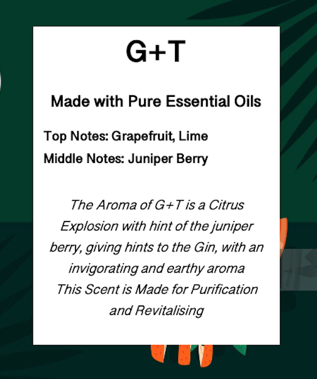 data-sheet for scent profile on Gin and Tonic