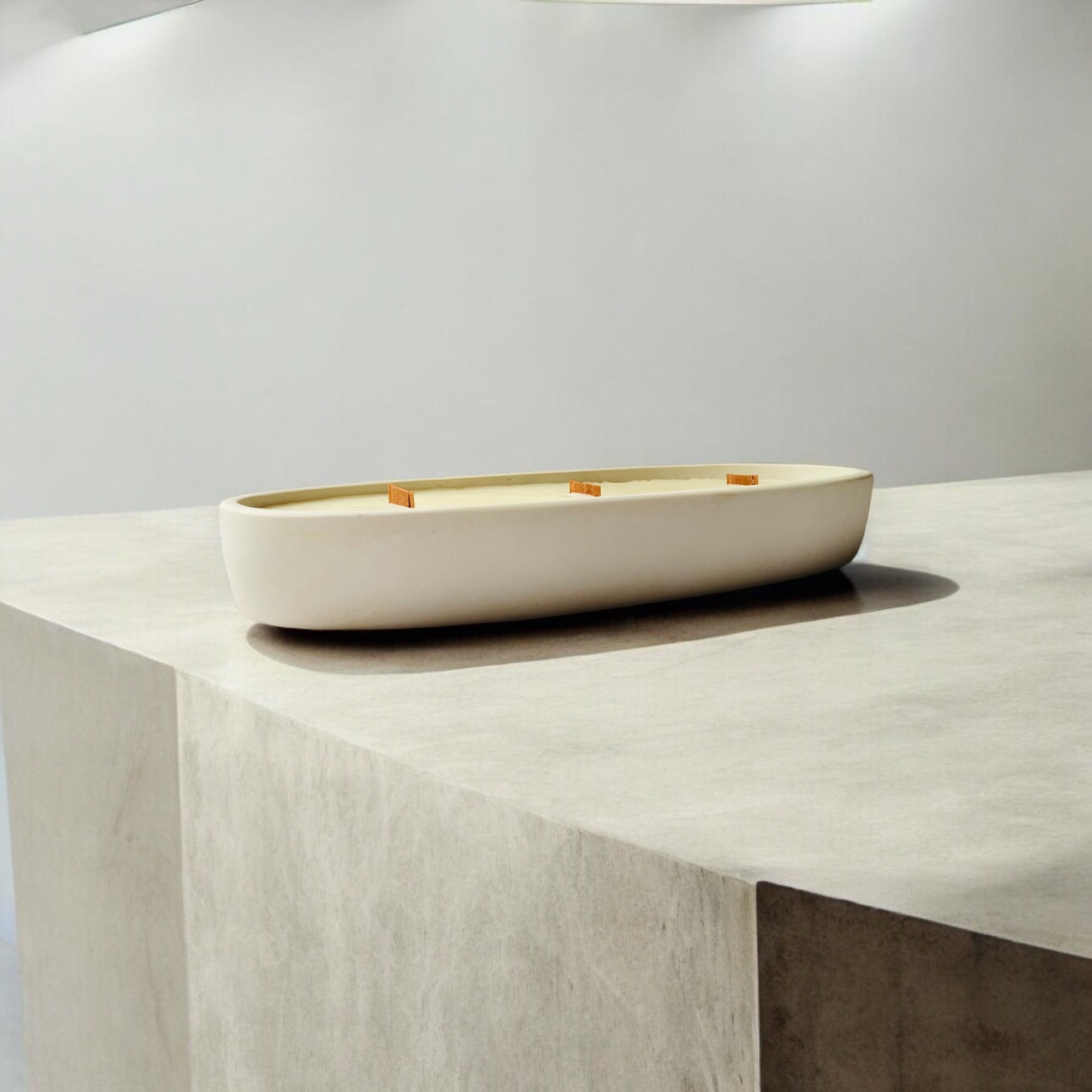 Luxury Oval Concrete Candle – Large | Hand-Poured in Modern Stone Vessel